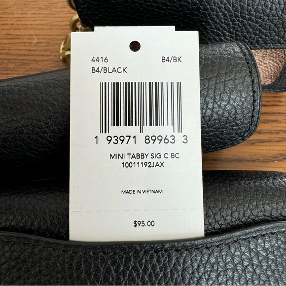 NWT Coach 4416 Mini Tabby Bag Charm In Signature Canvas Key Ring Card Case Black - Picture 11 of 11